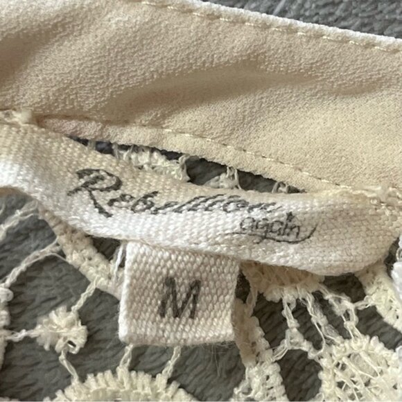 Rebellion Again Ivory Crochet & Sheer Boho Babydoll Dress - Picture 3 of 11